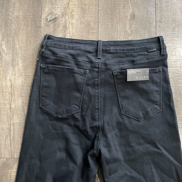 NWT Risen Los Angeles Black Relaxed Distressed Denim Jeans Women Size 15/32 Y2K - Picture 15 of 16